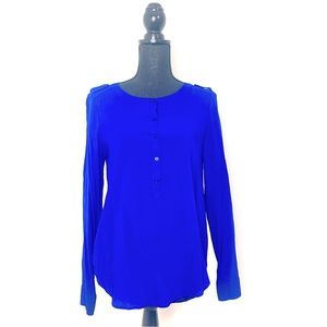 Express S Half Button Blouse Blue